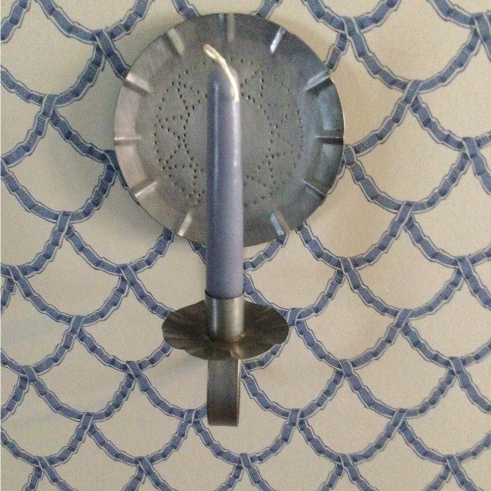 Punched Pewter Wall Candleholder